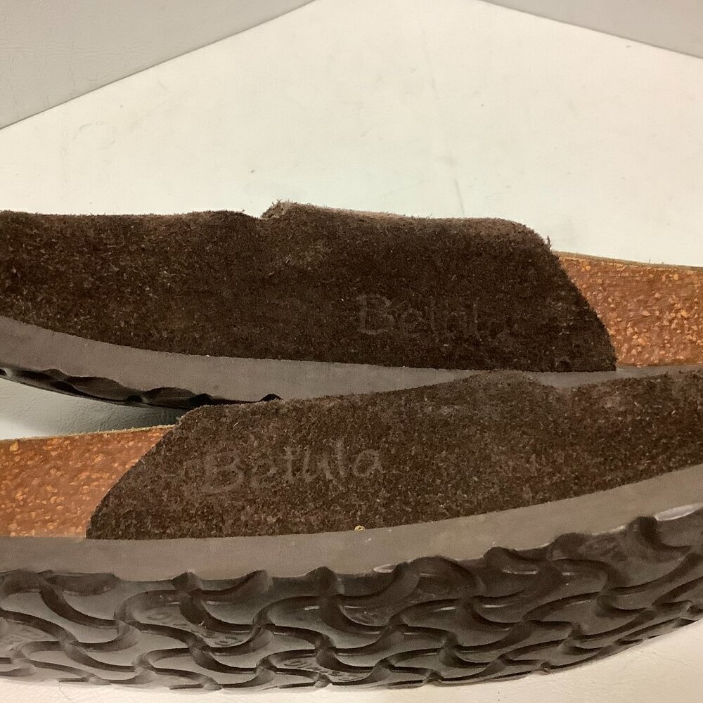 Betula Birkenstock Brown Suede Leather Arizona Sandals Size 245 Narrow Width - Picture 13 of 13